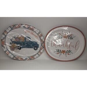 "Thankful " Fall Festivities 2 Pack 8 Ct 12 x 10" Paper Buffet Platters